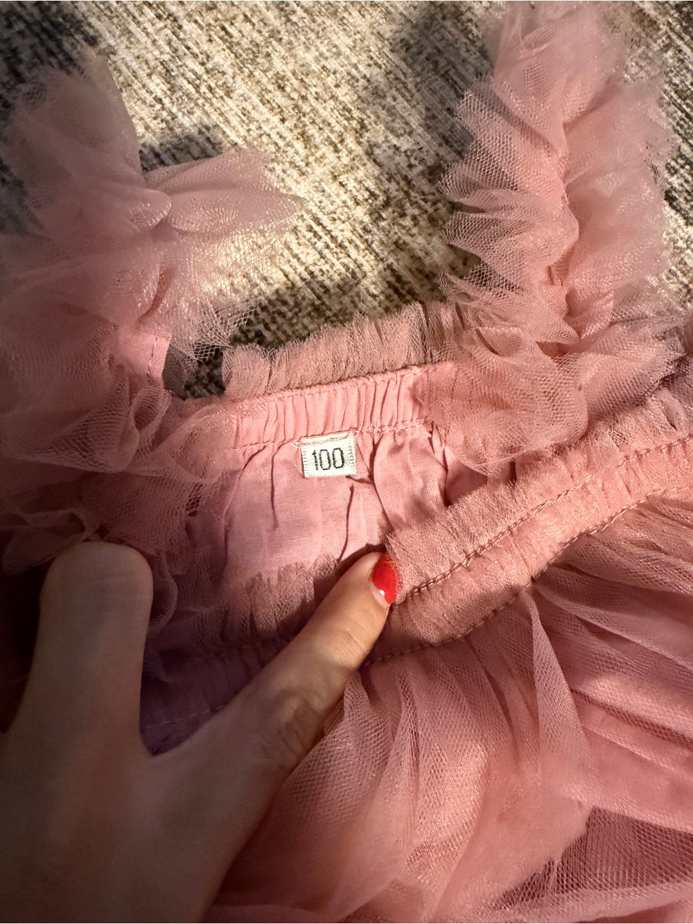 Dusty Rose Tulle Ruffle Strap Dress - Picture 4 of 5